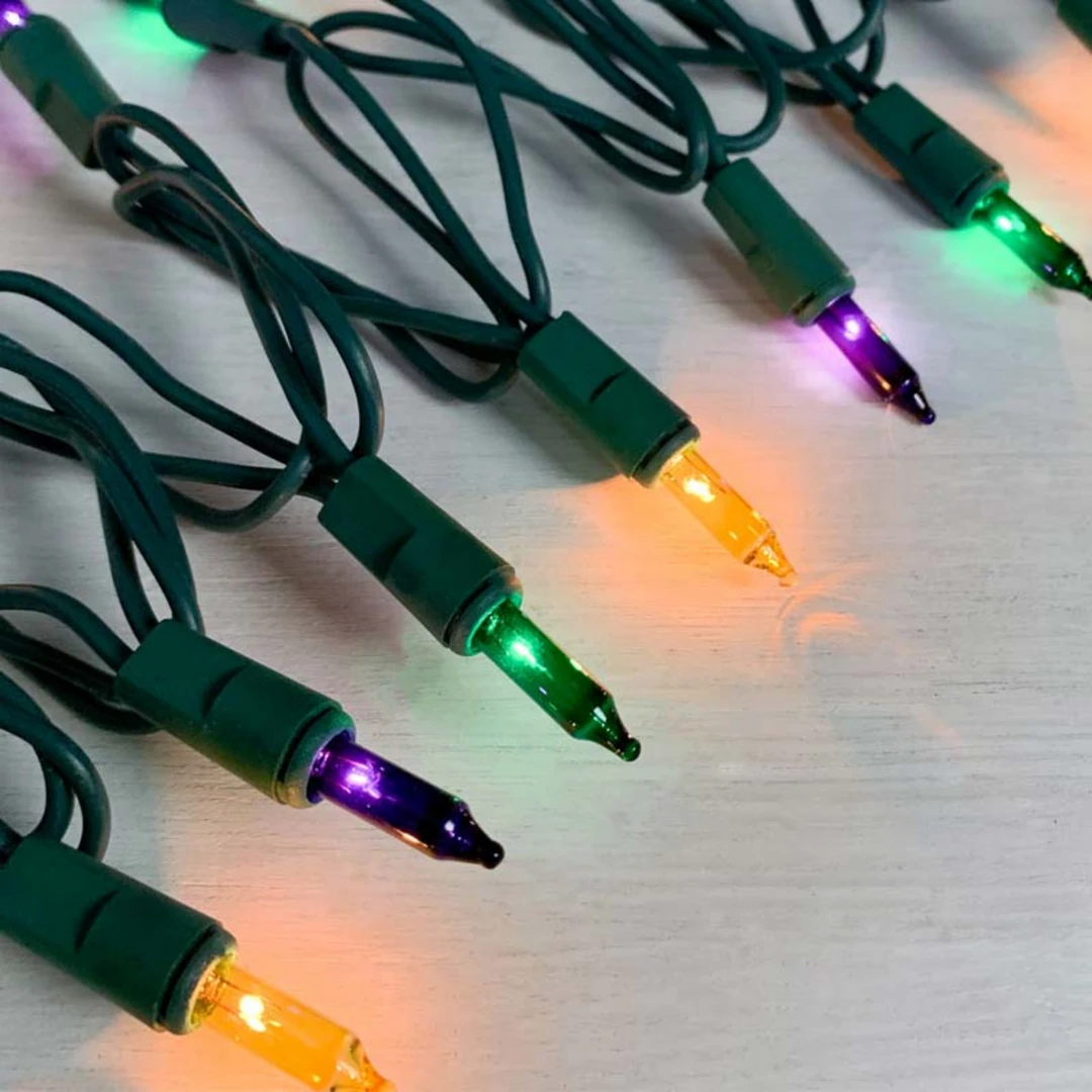 - No Manufacturer - Purple, Green And Gold Mini Mardi Gras String Of 100 Lights 22' Light-Ups - No Manufacturer - Purple, Green And Gold Mini Mardi Gras String Of 100 Lights 22' Light-Ups