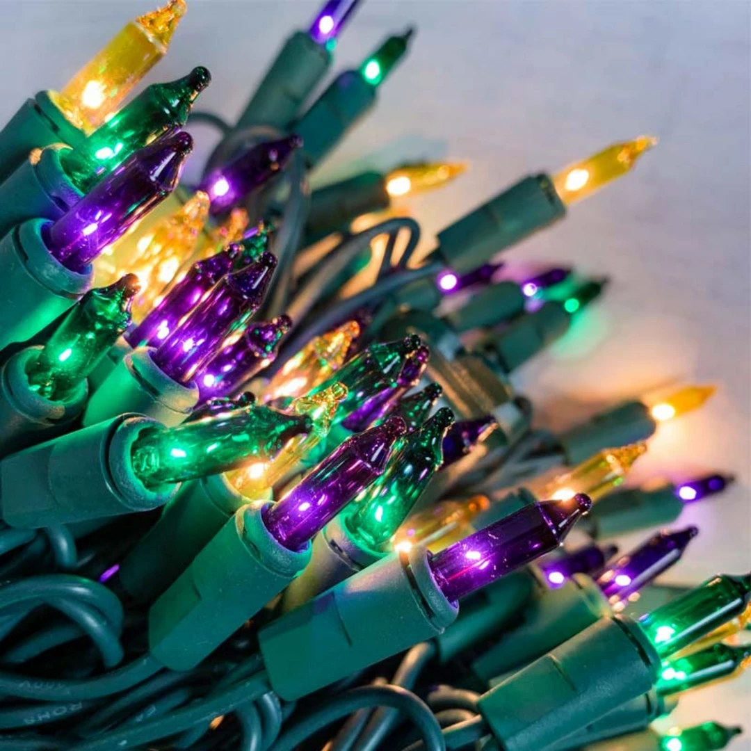 - No Manufacturer - Purple, Green And Gold Mini Mardi Gras String Of 100 Lights 22' Light-Ups - No Manufacturer - Purple, Green And Gold Mini Mardi Gras String Of 100 Lights 22' Light-Ups