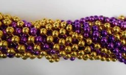 Mardi Gras Spot 48" 10mm Round Metallic Purple And Gold Mardi Gras Beads
