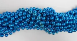 Plush Appeal, LLC 48" 10mm Round Metallic Turquoise Mardi Gras Beads