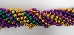 Mardi Gras Spot 60" 10mm Round Metallic Purple, Gold And Green Mardi Gras Beads