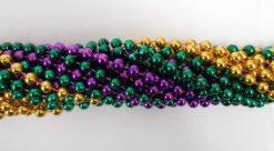 Mardi Gras Spot 72" 10mm Round Metallic Purple, Gold And Green Mardi Gras Beads
