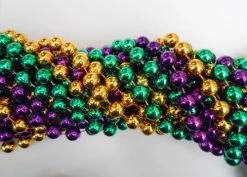 Mardi Gras Spot 33" 12mm Round Metallic Purple, Gold And Green Mardi Gras Beads
