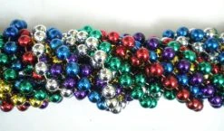 Mardi Gras Spot 48" 12mm Round Metallic 6 Color Mardi Gras Beads
