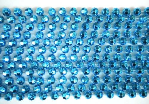 Mardi Gras Spot 48" 12mm Cut Metallic Turquoise Mardi Gras Beads 4 Mardi Gras Spot 48" 12mm Cut Metallic Turquoise Mardi Gras Beads