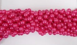 Mardi Gras Spot 48" 12mm Round Pearl Hot Pink Mardi Gras Beads