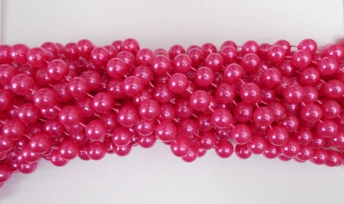 Mardi Gras Spot 48" 12mm Round Pearl Hot Pink Mardi Gras Beads 4 Mardi Gras Spot 48" 12mm Round Pearl Hot Pink Mardi Gras Beads
