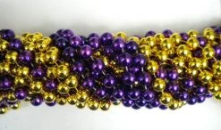 - No Manufacturer - 48" 12mm Round Metallic Purple And Gold Mardi Gras Beads