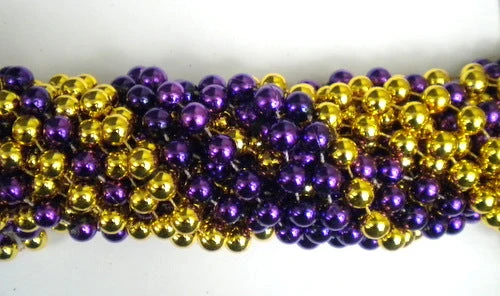 - No Manufacturer - 48" 12mm Round Metallic Purple And Gold Mardi Gras Beads - No Manufacturer - 48" 12mm Round Metallic Purple And Gold Mardi Gras Beads