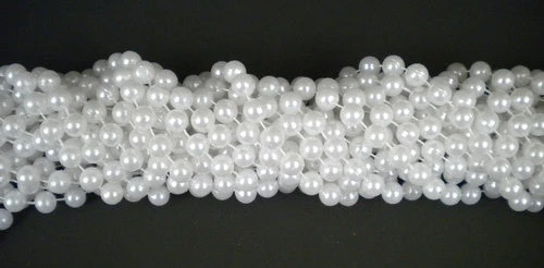 Mardi Gras Spot 48" 12mm Round Pearl White Mardi Gras Beads Mardi Gras Spot 48" 12mm Round Pearl White Mardi Gras Beads