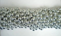 Mardi Gras Spot 48" 12mm Round Metallic Silver Mardi Gras Beads