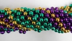 Mardi Gras Spot 72" 12mm Round Metallic Purple, Gold And Green Mardi Gras Beads