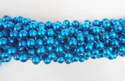 Mardi Gras Spot 72" 12mm Round Metallic Turquoise Mardi Gras Beads