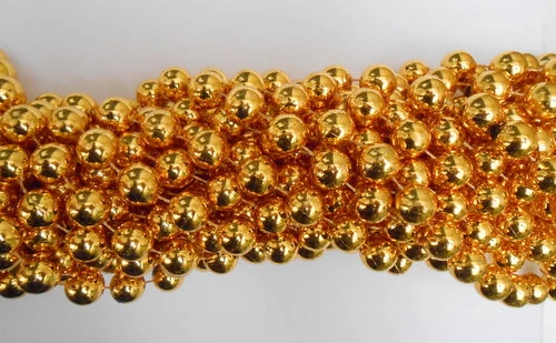 Mardi Gras Spot 60" 14mm Round Metallic Gold Mardi Gras Beads Mardi Gras Spot 60" 14mm Round Metallic Gold Mardi Gras Beads