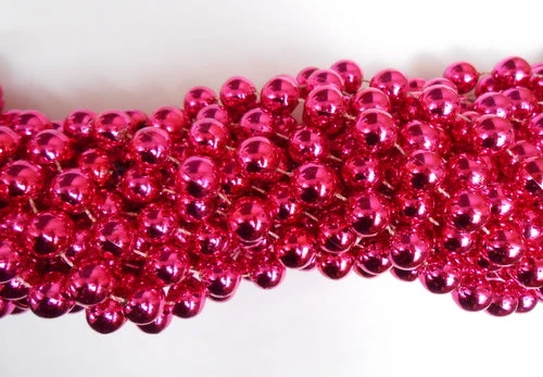 Mardi Gras Spot 48" 14mm Round Metallic Hot Pink Mardi Gras Beads 4 Mardi Gras Spot 48" 14mm Round Metallic Hot Pink Mardi Gras Beads