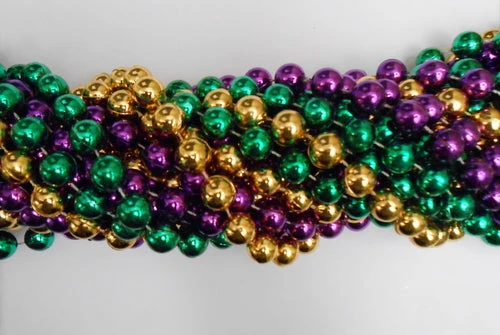 Mardi Gras Spot 48" 14mm Round Metallic Purple, Gold And Green Mardi Gras Beads 4 Mardi Gras Spot 48" 14mm Round Metallic Purple, Gold And Green Mardi Gras Beads