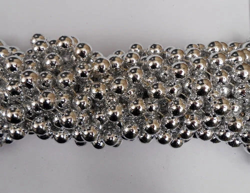 Mardi Gras Spot 60" 14mm Round Metallic Silver Mardi Gras Beads 3 Mardi Gras Spot 60" 14mm Round Metallic Silver Mardi Gras Beads