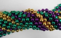Mardi Gras Spot 72" 14mm Round Metallic Purple, Gold And Green Mardi Gras Beads