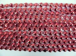 Mardi Gras Spot 48" 15mm Metallic Heart Red Mardi Gras Beads - Case (10 Dozen)