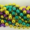 Mardi Gras Spot 48" 16mm Round Metallic Purple, Gold And Green Mardi Gras Beads
