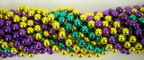 Mardi Gras Spot 48" 16mm Round Metallic Purple, Gold And Green Mardi Gras Beads Mardi Gras Spot 48" 16mm Round Metallic Purple, Gold And Green Mardi Gras Beads