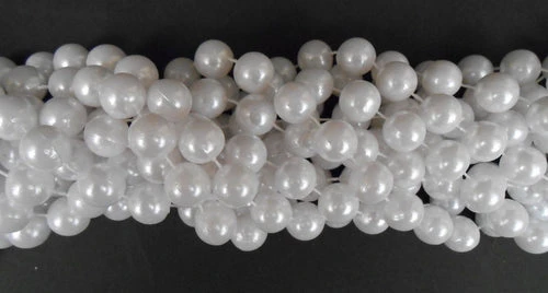 Mardi Gras Spot 48" 16mm Round Pearl White Mardi Gras Beads 4 Mardi Gras Spot 48" 16mm Round Pearl White Mardi Gras Beads