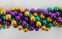 Mardi Gras Spot 100" 18mm Round Metallic Purple, Gold And Green Mardi Gras Beads