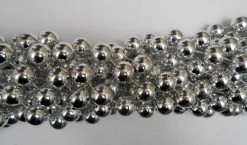 Mardi Gras Spot 48" 18mm Round Metallic Silver Mardi Gras Beads