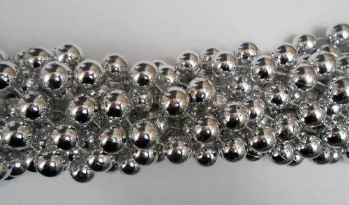 Mardi Gras Spot 48" 18mm Round Metallic Silver Mardi Gras Beads 4 Mardi Gras Spot 48" 18mm Round Metallic Silver Mardi Gras Beads