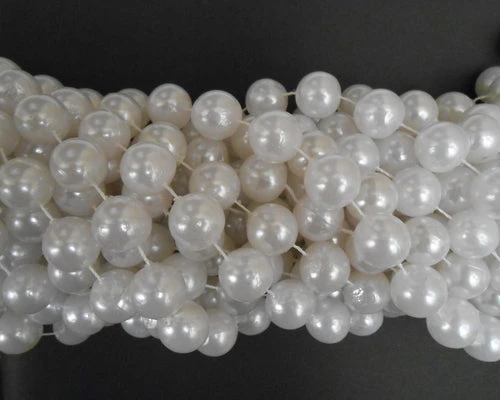 Mardi Gras Spot 60" 18mm Round Pearl White Mardi Gras Beads 3 Mardi Gras Spot 60" 18mm Round Pearl White Mardi Gras Beads