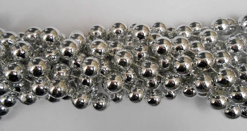 Mardi Gras Spot 60" 18mm Round Metallic Silver Mardi Gras Beads 3 Mardi Gras Spot 60" 18mm Round Metallic Silver Mardi Gras Beads