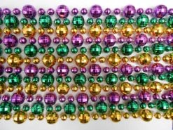 Mardi Gras Spot 48" 20mm With 10mm Globe Metallic Purple, Gold And Green Mardi Gras Beads