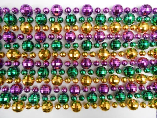 Mardi Gras Spot 48" 20mm With 10mm Globe Metallic Purple, Gold And Green Mardi Gras Beads 4 Mardi Gras Spot 48" 20mm With 10mm Globe Metallic Purple, Gold And Green Mardi Gras Beads