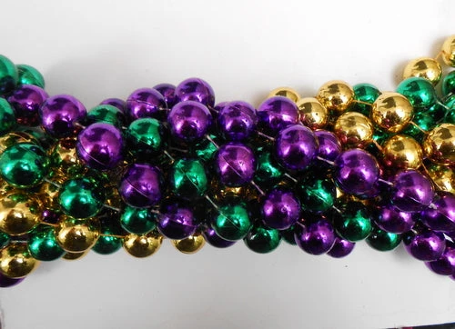 Mardi Gras Spot 48" 22mm Round Metallic Purple, Gold And Green Mardi Gras Beads 4 Mardi Gras Spot 48" 22mm Round Metallic Purple, Gold And Green Mardi Gras Beads