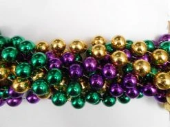 Mardi Gras Spot 72" 22mm Round Metallic Purple, Gold And Green Mardi Gras Beads