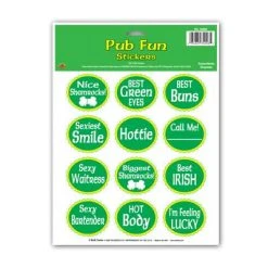 Sale St. Patrick's Pub Fun Sticker Sheet 9" X 12" (1 Sheet)