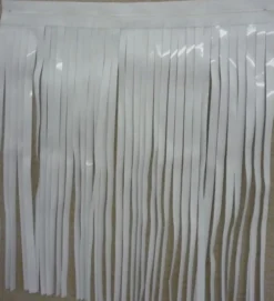 Mardi Gras Spot White Vinyl Fringe 14" X 10' (Roll)