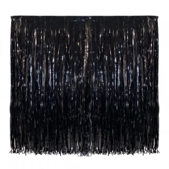 Mardi Gras Spot Black Metallic X-Tra Long Crimped Fringe (Roll) Party Supplies