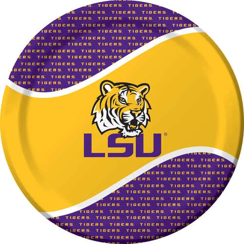 Mardi Gras Spot Tableware 8.75" LSU Dinner Plate (Pack Of 8) 3 Mardi Gras Spot Tableware 8.75" LSU Dinner Plate (Pack Of 8)