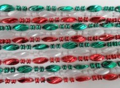 Mardi Gras Spot 48" Swirl Multi Red, Green And Pearl White Mardi Gras Beads