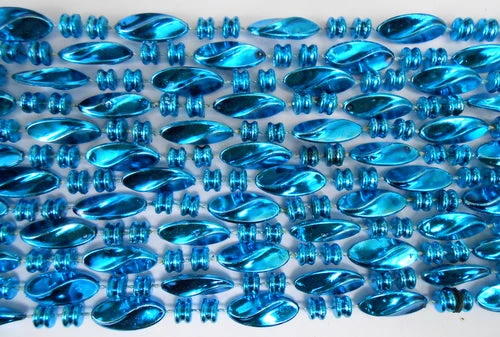 Mardi Gras Spot 48" Swirl Metallic Turquoise Mardi Gras Beads 3 Mardi Gras Spot 48" Swirl Metallic Turquoise Mardi Gras Beads