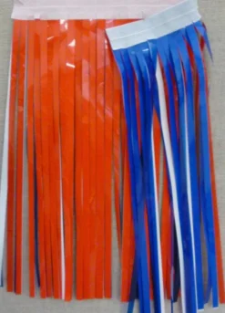 Mardi Gras Spot Petal Paper Red/White/Blue Vinyl Fringe 14" X 10' (Roll)