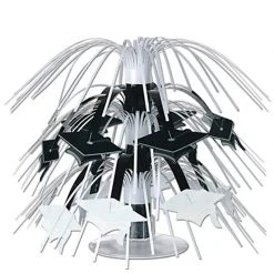 Sale Mini Grad Cap Cascade Centerpiece - Black And White 7.5" (Each) Party Supplies