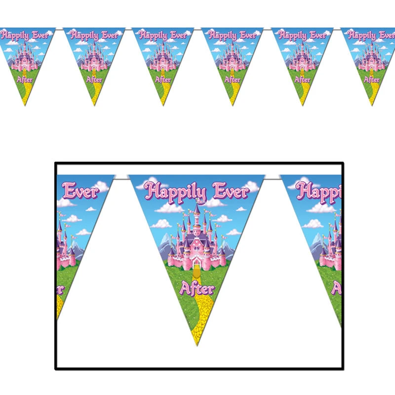 Sale Party Supplies Princess Pennant Banner 11" X 12' (Each) 3 Sale Party Supplies Princess Pennant Banner 11" X 12' (Each)