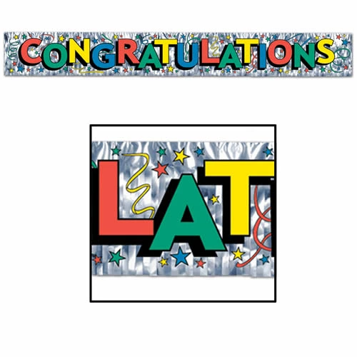 Sale Metallic Congratulations Fringe Banner - Multicolor Lettering 8" X 5'' (Pack) Sale Metallic Congratulations Fringe Banner - Multicolor Lettering 8" X 5'' (Pack)
