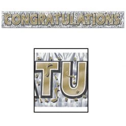 Sale Metallic Congratulations Fringe Banner 8" X 5' (Each) Party Supplies