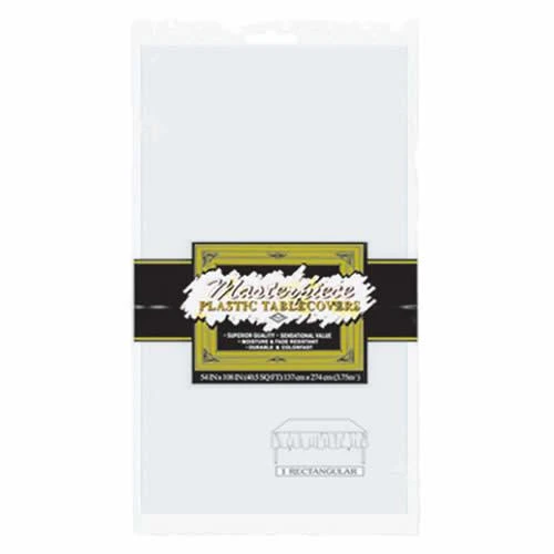 Sale Party Supplies White Plastic Rectangular Table Cover 54" X 108" (Each) Sale Party Supplies White Plastic Rectangular Table Cover 54" X 108" (Each)