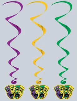 Plush Appeal, LLC Party Supplies Mardi Gras Whirl 3' (Pack Of 5)