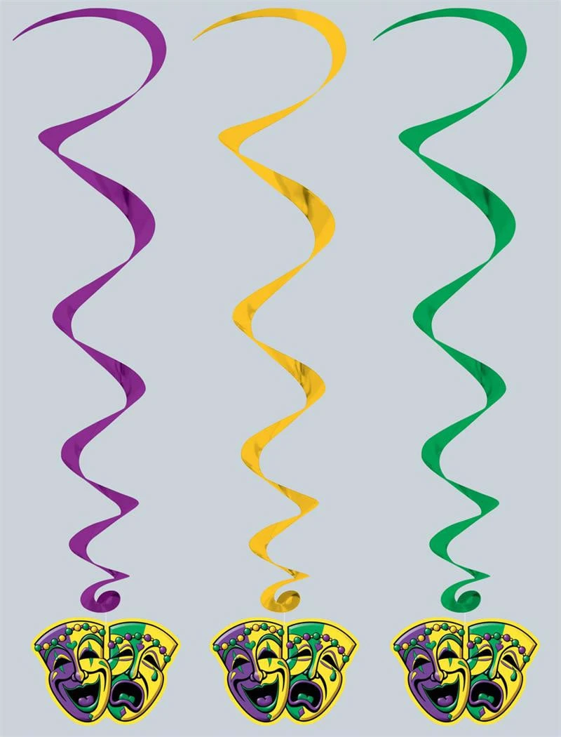 Plush Appeal, LLC Party Supplies Mardi Gras Whirl 3' (Pack Of 5) 3 Plush Appeal, LLC Party Supplies Mardi Gras Whirl 3' (Pack Of 5)