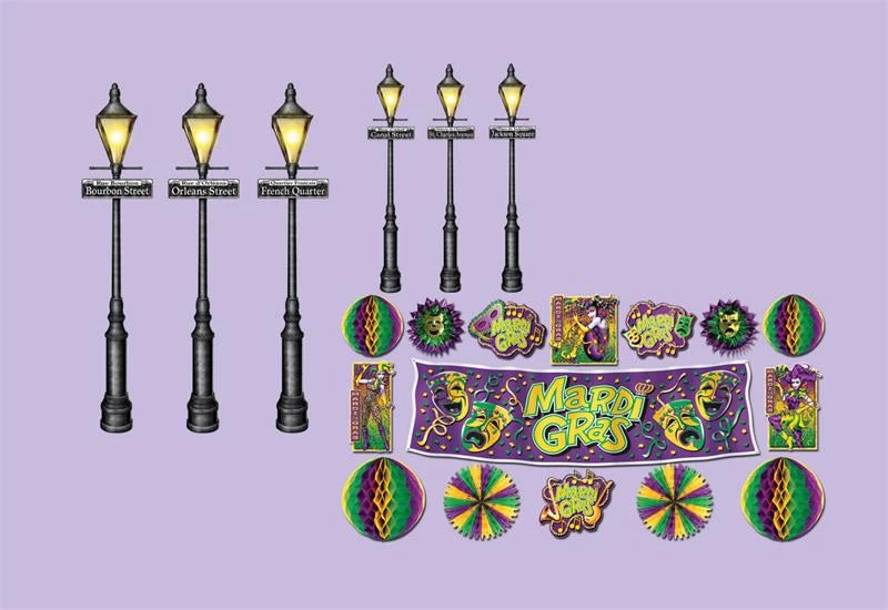Plush Appeal, LLC Party Supplies Mardi Gras Decor And Street Light Props 8" To 46" (Pack Of 21) Plush Appeal, LLC Party Supplies Mardi Gras Decor And Street Light Props 8" To 46" (Pack Of 21)
